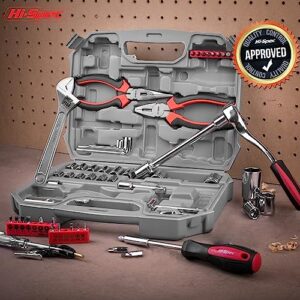 Hi-Spec Tools 67Pc Metric Auto Mechanic Tool Set, Motorcycle & Car Tool Kit, Auto Repair Tool Set with Pliers, Screwdriver Set, Socket Kit & Tool Box Storage Case for Cars, Trucks, Boats RVs & Jeeps.