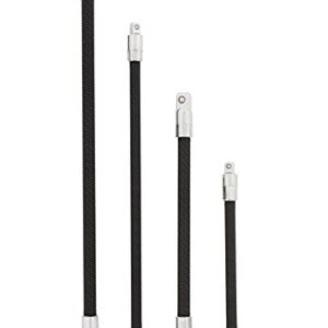 ABN Flexible Socket Extension Cables - 4pc Flex Socket Extension Bar Set 1/4in and 3/8in Drive Light Impact Extender