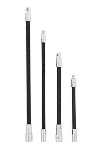 ABN Flexible Socket Extension Cables - 4pc Flex Socket Extension Bar Set 1/4in and 3/8in Drive Light Impact Extender