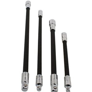 ABN Flexible Socket Extension Cables - 4pc Flex Socket Extension Bar Set 1/4in and 3/8in Drive Light Impact Extender