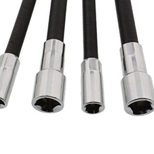 ABN Flexible Socket Extension Cables - 4pc Flex Socket Extension Bar Set 1/4in and 3/8in Drive Light Impact Extender