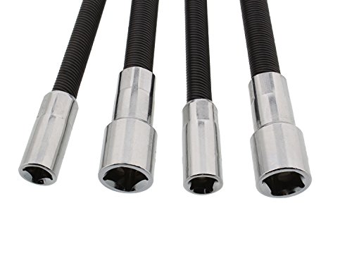 ABN Flexible Socket Extension Cables - 4pc Flex Socket Extension Bar Set 1/4in and 3/8in Drive Light Impact Extender