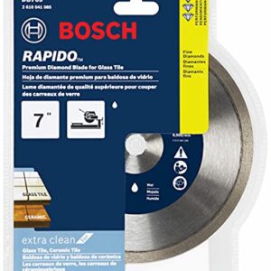 BOSCH DB769 7 In. Rapido Premium Continuous Rim Diamond Blade with 5/8 In. Arbor for Wet Cutting Applications in Glass Tile, Ceramic Tile