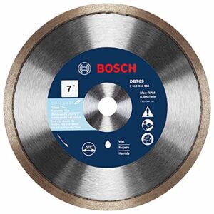 bosch db769 7 in. rapido premium continuous rim diamond blade with 5/8 in. arbor for wet cutting applications in glass tile, ceramic tile