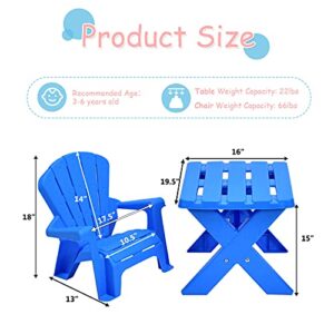 Costzon Kids Table and Chair Set, Toddler Activity Table and Adirondack Chairs for Picnic, Garden, Patio, Backyard & Beach, Outdoor & Chairs (Blue)