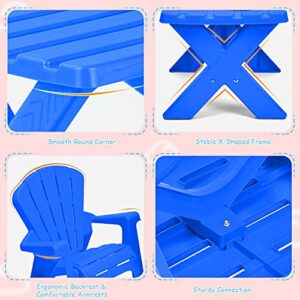 Costzon Kids Table and Chair Set, Toddler Activity Table and Adirondack Chairs for Picnic, Garden, Patio, Backyard & Beach, Outdoor & Chairs (Blue)