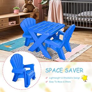 Costzon Kids Table and Chair Set, Toddler Activity Table and Adirondack Chairs for Picnic, Garden, Patio, Backyard & Beach, Outdoor & Chairs (Blue)