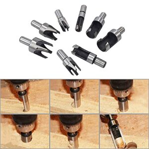 Eagles 8pcs 5/8" 1/2" 3/8" 1/4" Carbon Steel Wood Plug Cutter Set, Roundwood Wood Plug bits Tenon Drill Bit, Taper Claw Type Wood Plug Cutter Drill Bits