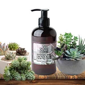 Cute Farms Succulent, Cacti, & Aloe Fertilizer | Gentle Monthly Use Formula Plant Food (8 oz. Bottle)