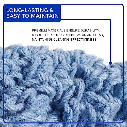 Nine Forty 2-Pack Industrial and Commercial-Grade Looped End Wet Mop Head Refill - Heavy Duty 20 Inch 4-Ply Premium Synthetic Yarn - for Optimal Absorption and Durability - Blue (2 Pack, Large)