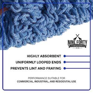 Nine Forty 2-Pack Industrial and Commercial-Grade Looped End Wet Mop Head Refill - Heavy Duty 20 Inch 4-Ply Premium Synthetic Yarn - for Optimal Absorption and Durability - Blue (2 Pack, Large)