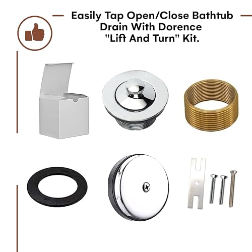 Dorence | Bathtub Drain Kit | Delta Bathtub Drain | All Brass Lift and Turn Easy Installation | Tub Drain Assembly Conversion Kit | Trim Waste and Single Hole Overflow Face Plate (Chrome)