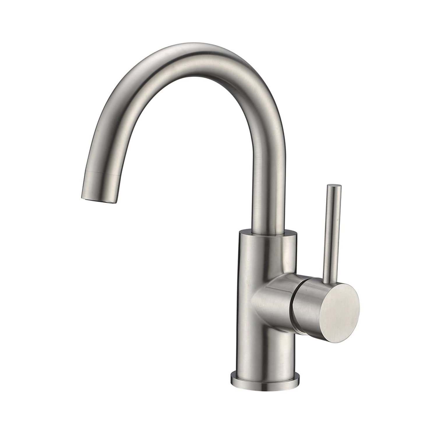 CREA Bar Sink Faucet, Bathroom Kitchen Faucet Brushed Nickel Pre Wet Small Mini Kitchen Bath Utility Marine Faucet Single Hole Stainless Steel Farmhouse Vanity Lavatory Faucets Outdoor