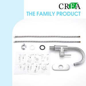 CREA Bar Sink Faucet, Bathroom Kitchen Faucet Brushed Nickel Pre Wet Small Mini Kitchen Bath Utility Marine Faucet Single Hole Stainless Steel Farmhouse Vanity Lavatory Faucets Outdoor