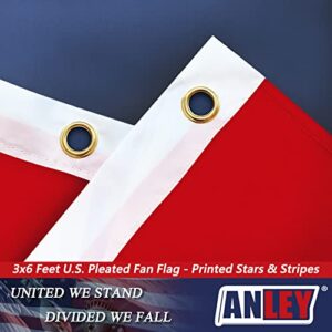 Anley USA Pleated Fan Flag, 3x6 Feet American US Bunting Flags Patriotic Stars & Stripes - Sharp Color and Fade Resistant - Canvas Header and Brass Grommets - United States 3 x 6 Feet Half Fan Banner