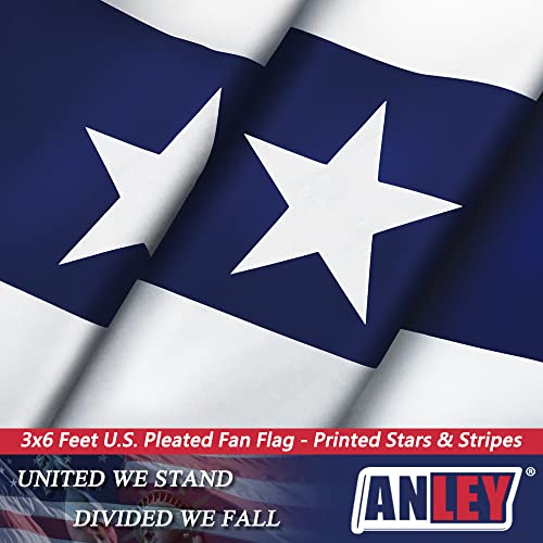 Anley USA Pleated Fan Flag, 3x6 Feet American US Bunting Flags Patriotic Stars & Stripes - Sharp Color and Fade Resistant - Canvas Header and Brass Grommets - United States 3 x 6 Feet Half Fan Banner