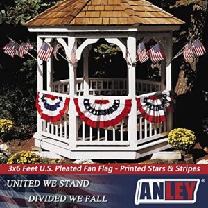 Anley USA Pleated Fan Flag, 3x6 Feet American US Bunting Flags Patriotic Stars & Stripes - Sharp Color and Fade Resistant - Canvas Header and Brass Grommets - United States 3 x 6 Feet Half Fan Banner