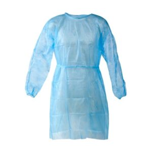 personal touch health care apparel universal size (osfm) blue disposable isolation gowns - latex-free gown is fluid resistant with knitted cuffs medical & ppe gowns - ideal protection (10 pack)