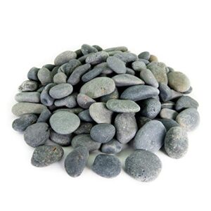 mexican beach pebbles | 20 pounds of smooth unpolished stones | hand-picked, premium pebbles for garden and landscape design | black, 1 inch - 2 inch
