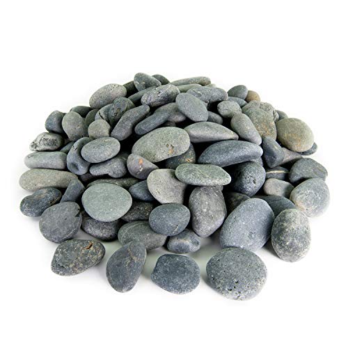 Mexican Beach Pebbles | 20 Pounds of Smooth Unpolished Stones | Hand-Picked, Premium Pebbles for Garden and Landscape Design | Black, 1 Inch - 2 Inch