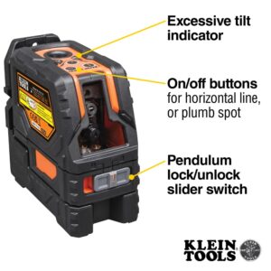 Klein Tools 93LCLS Laser Level, Self Leveling, Cross Line Level with Plumb Spot and Magnetic Mounting Clamp