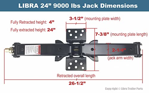 Set 4 LIBRA 9K lb Heavy Duty 24" RV Trailer Camper Stabilizer Leveling Scissor Jacks w/Dual Power Drill Sockets & Complete Set of Mounting Hardware -Model# 26098