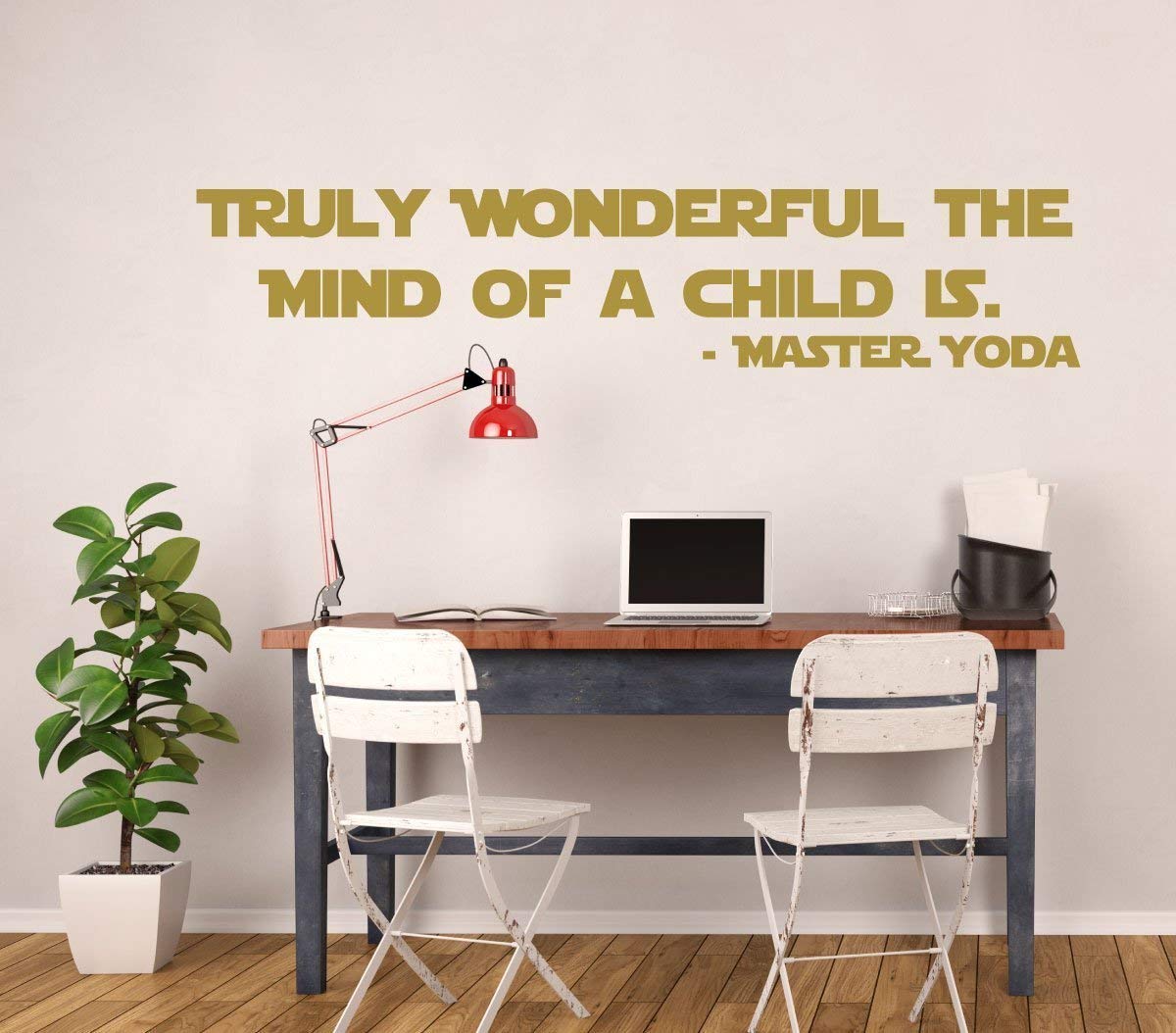 Yoda Child Quote Decal - Star Wars Master Jedi Vinyl Sticker - "Truly Wonderful The Mind Of A Child Is" - Wall Art Decor for Classrooms, Library, Boy's or Girl's Bedroom, Playroom or Nursery