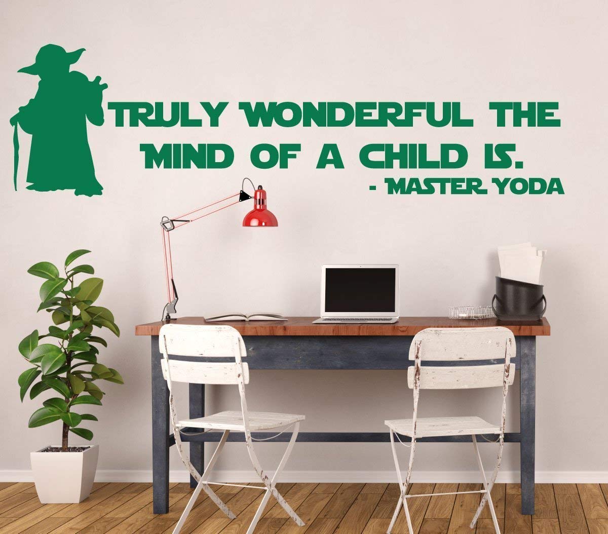 Yoda Child Quote Decal - Star Wars Master Jedi Vinyl Sticker - "Truly Wonderful The Mind Of A Child Is" - Wall Art Decor for Classrooms, Library, Boy's or Girl's Bedroom, Playroom or Nursery