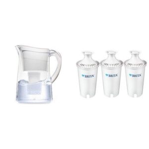 brita 10 cup everyday water pitcher with 1 filter, bpa free, white & brita replacement water filter for pitchers, 3 count