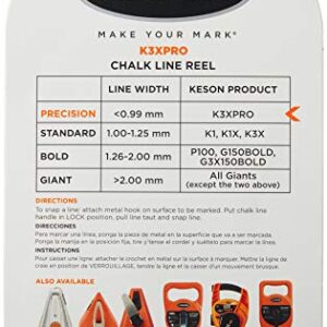 Keson K3XPRO Precision String Chalk Line Reel with 3X1 Rewind, 100-Foot