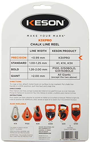 Keson K3XPRO Precision String Chalk Line Reel with 3X1 Rewind, 100-Foot