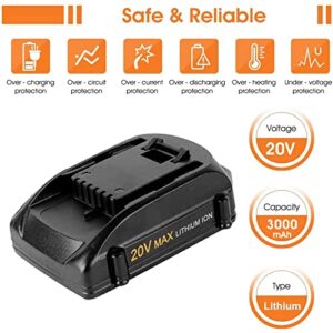 Munikind 2-Pack 3.0Ah Replacement for Worx 20V Lithium Battery for WA3520 WA3525 WG151s WG155s WG251s WG255s WG540s WG545s WG890 WG891 Cordless Tools