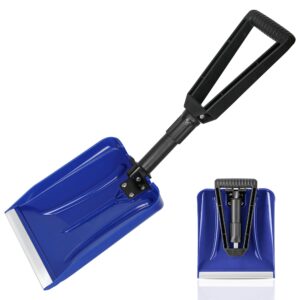 orientools folding snow shovel with d-grip handle and durable aluminum edge blade, emergency snow shovel for car, truck, recreational vehicle, etc.(blade 9")