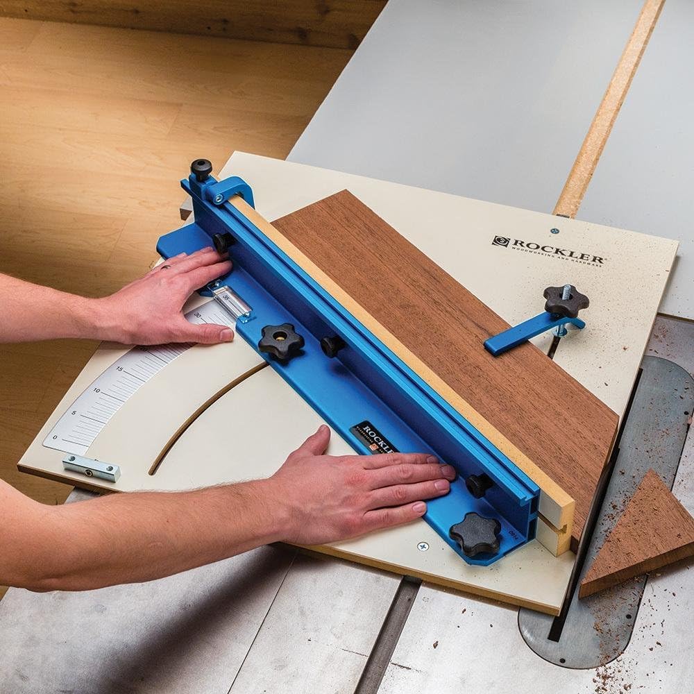 Rockler Table Saw Small Parts Crosscut Sled - Table Saw Sled Kit Includes Blade Guard, Miter Track Stop – 900 Angle Small Moldings Crosscut Saw - Table Saw Sled Features Zero-Clearance Support