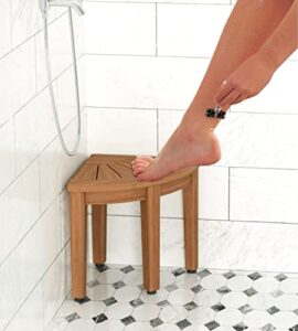 aquateak 12" kai optiarea corner teak shaving & washing foot rest