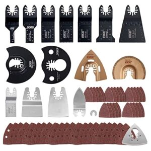 newone 67 pack oscillating multitool quick release saw blades with sandpaper,multitool blades for wood metal plastics compatible with fein black&decker bosch chicago roybi milwaukee makita craftsman…