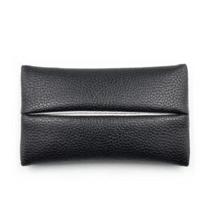 Pocket Tissue Holder for Purse Small PU Leather Case Cover On-the-Go Travel Tissue Pouch (Black)