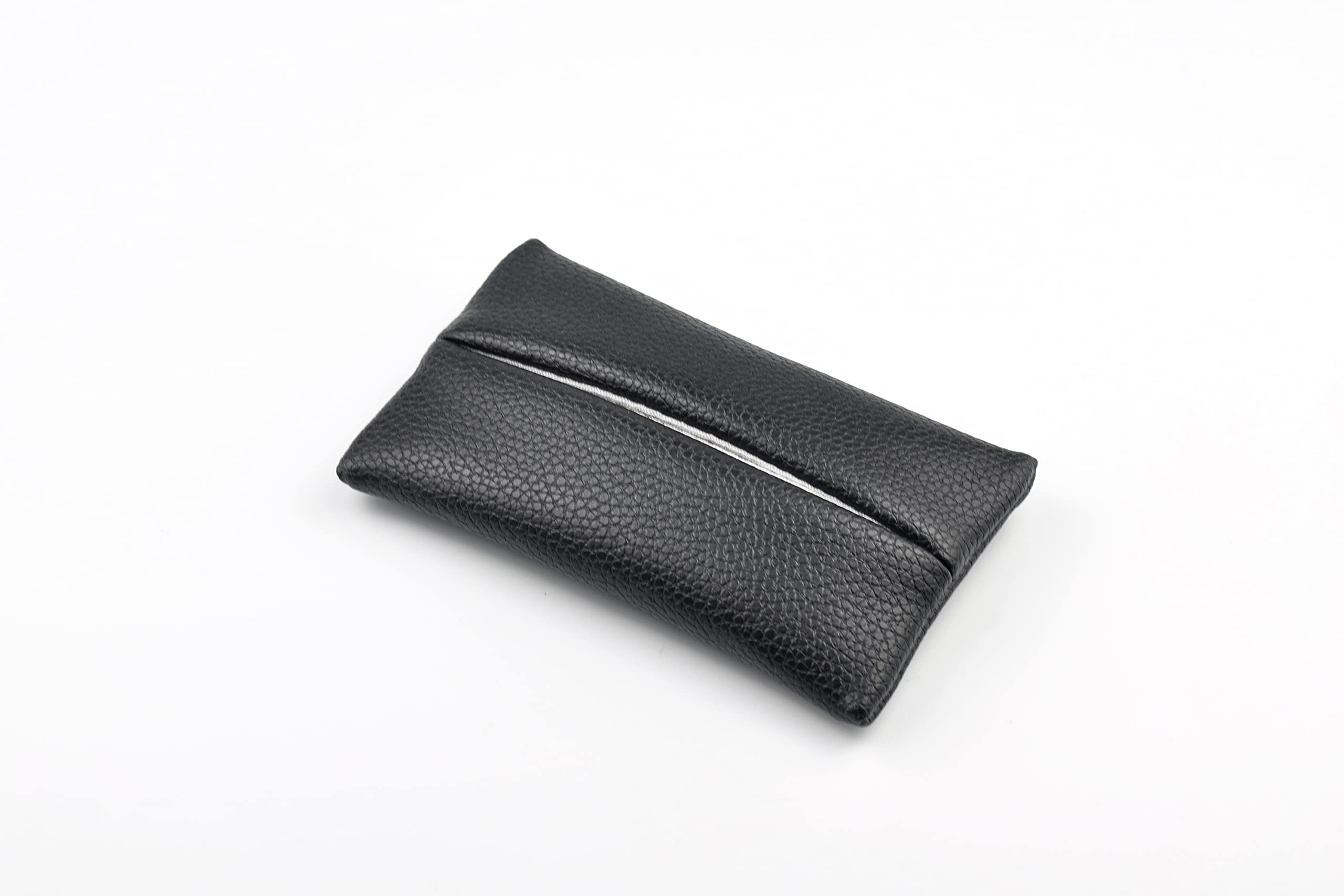 Pocket Tissue Holder for Purse Small PU Leather Case Cover On-the-Go Travel Tissue Pouch (Black)