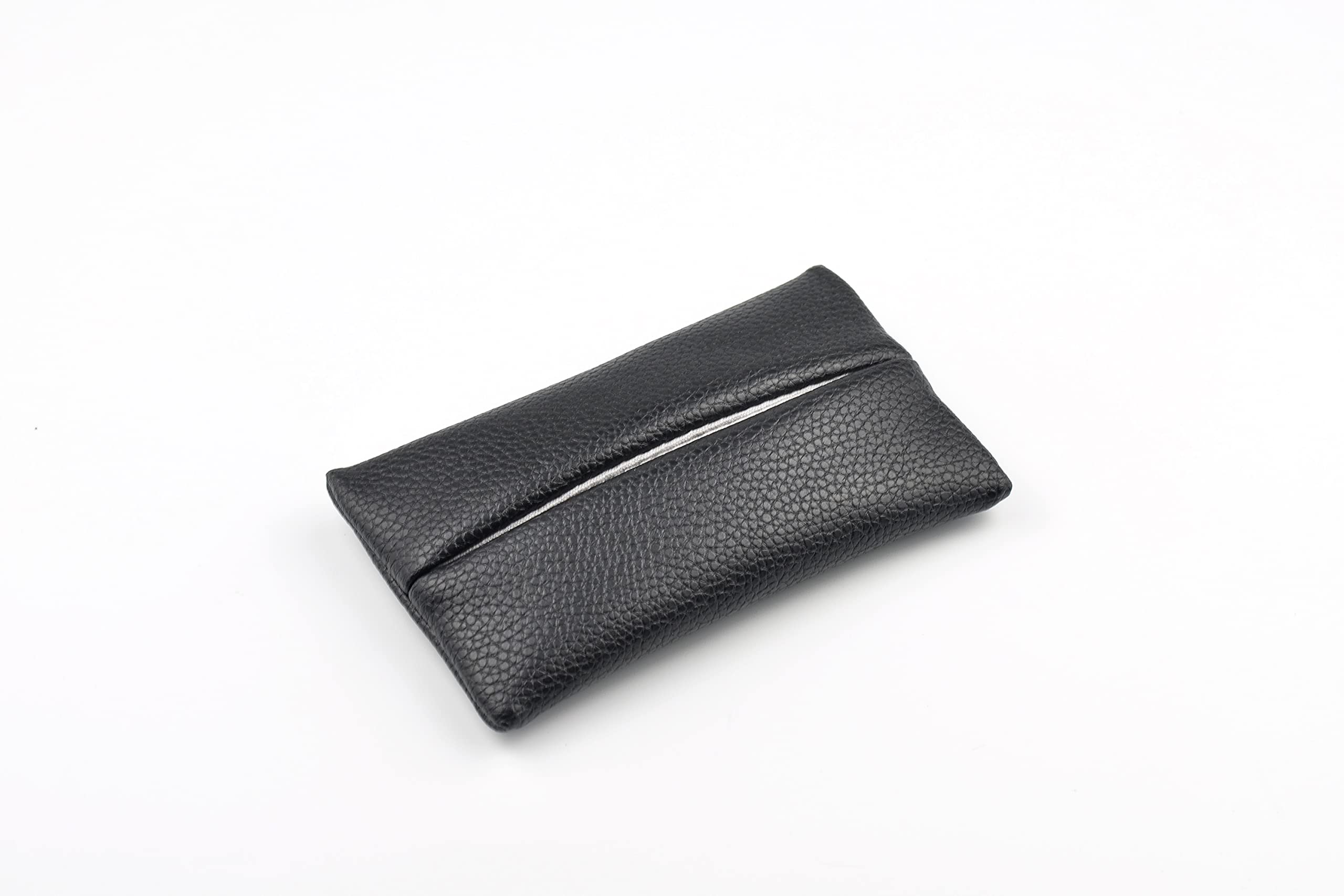 Pocket Tissue Holder for Purse Small PU Leather Case Cover On-the-Go Travel Tissue Pouch (Black)