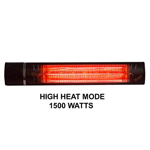 Hiland HIL-TW15R Electric Wall Mount Infrared indoor/Outdoor Heater, 1500 Watts, Remote Control, Variable Temperture, Black