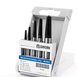 QWORK Screw Extractor Easy Out Damaged Bolt Extractor Kit Stripped Broken Screw Remover for M4-M18 (1/8"-3/4")