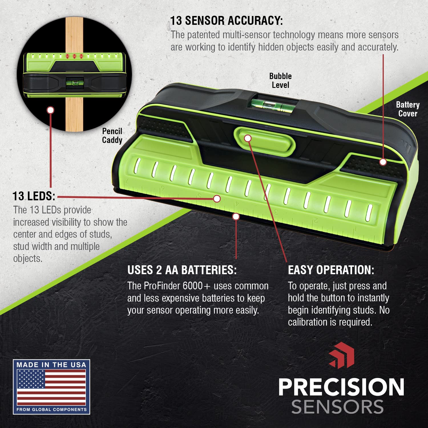 Precision Sensor ProFinder 6000+ Professional Stud Finder