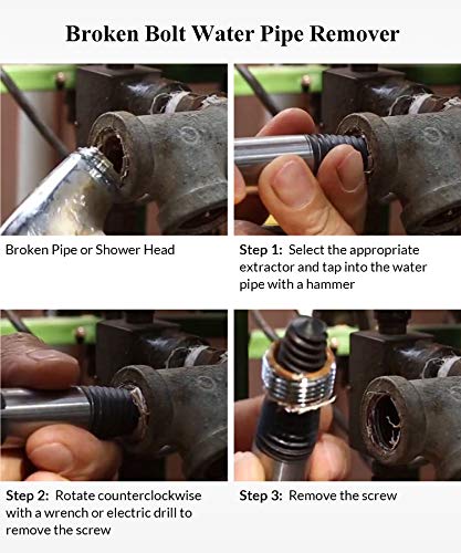 QWORK Screw Extractor Easy Out Damaged Bolt Extractor Kit Stripped Broken Screw Remover for M4-M18 (1/8"-3/4")