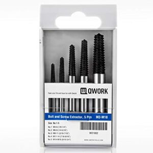 QWORK Screw Extractor Easy Out Damaged Bolt Extractor Kit Stripped Broken Screw Remover for M4-M18 (1/8"-3/4")