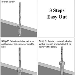 QWORK Screw Extractor Easy Out Damaged Bolt Extractor Kit Stripped Broken Screw Remover for M4-M18 (1/8"-3/4")