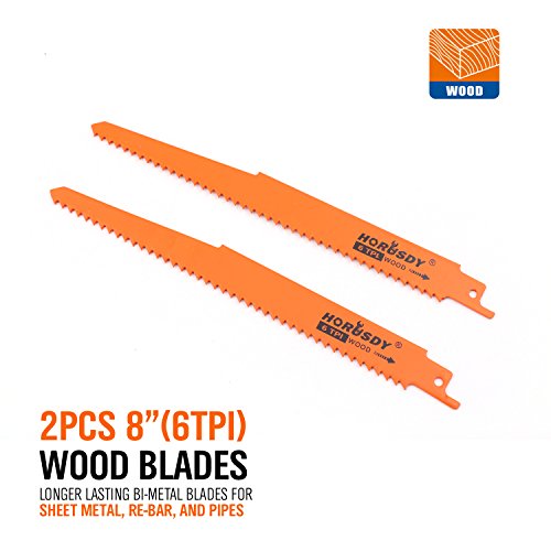 HORUSDY 10-Piece Reciprocating Saw Blades Set, Metal & Woodcutting Saw Blades, Sawzall Blades