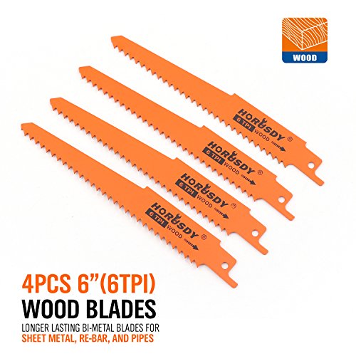 HORUSDY 10-Piece Reciprocating Saw Blades Set, Metal & Woodcutting Saw Blades, Sawzall Blades