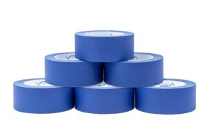 6 pack 1.88 inch blue painters tape, medium adhesive that sticks well but leaves no residue behind, 60 yards length, 6 rolls, 360 total yards