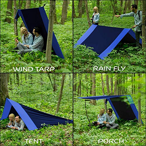 Lazy Monk 2 Person Hammock w/Tree Straps | Portable Foldable Parachute Double Hamock Outdoor, Travel, Camping | Hamaca para dos | Complete Two People Couple Patio Backyard Outside Hanging Swing Amaca