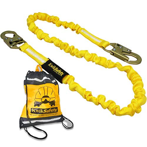 KwikSafety - Charlotte, NC - Rattler [1 Pack] Internal Shock Absorber Single Leg 6ft Safety Lanyard OSHA ANSI Fall Arrest Protection Equipment Snap Hooks Construction Arborist Roofing